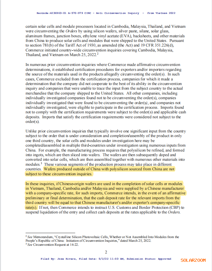 美商務部：中國境外生產(chǎn)的硅片不受調查約束！