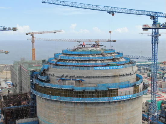 我國首個生態(tài)示范工程 中廣核廣東太平嶺核電2號機組內穹頂封頂
